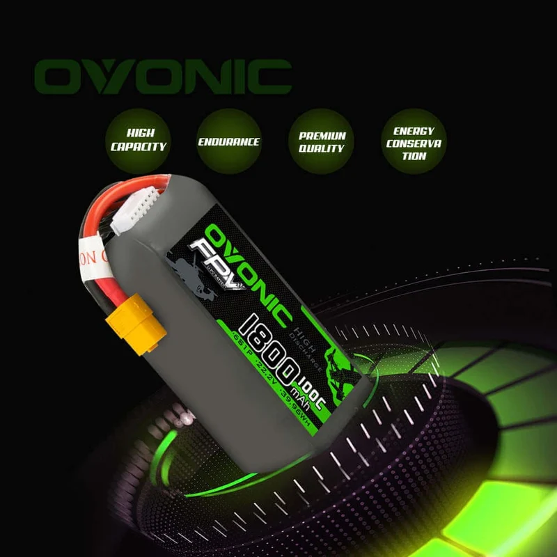 Ovonic 6S 1800mAh 100C 22,2 V LiPo-Akku für FPV-Drohnen-RC-Flugzeuge