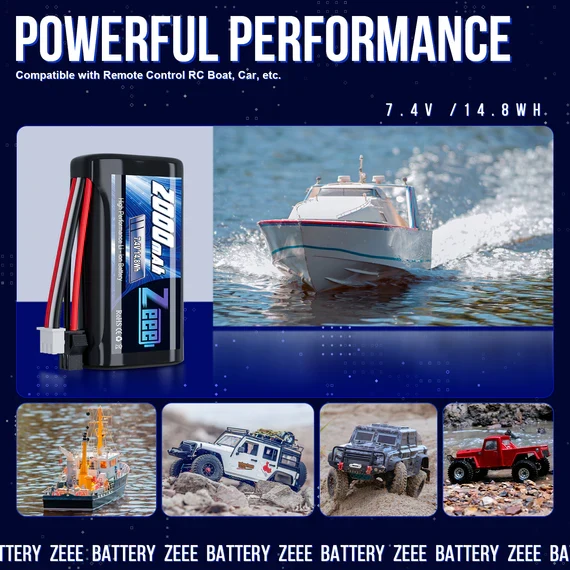 Zeee Li-Ion 2S 2000mAh 7,4V 15C SM 2P-Anschluss USB-Ladegerät (2 Stück)