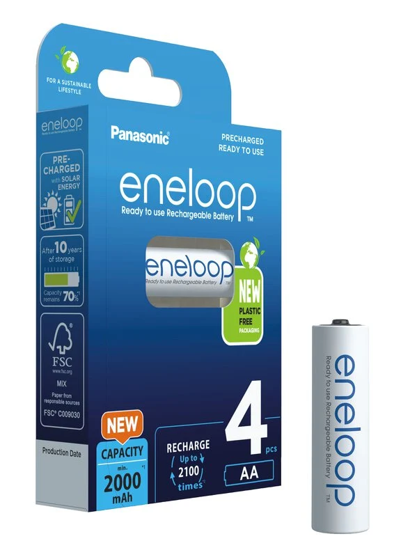 Eneloop Panasonic Ni-MH Akku 2000mAh AA 1,2V - 4er Blister BK-3MCDE/4BE