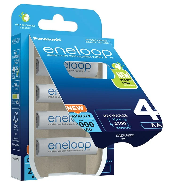 Eneloop Panasonic Ni-MH Akku 2000mAh AA 1,2V - 4er Blister BK-3MCDE/4BE