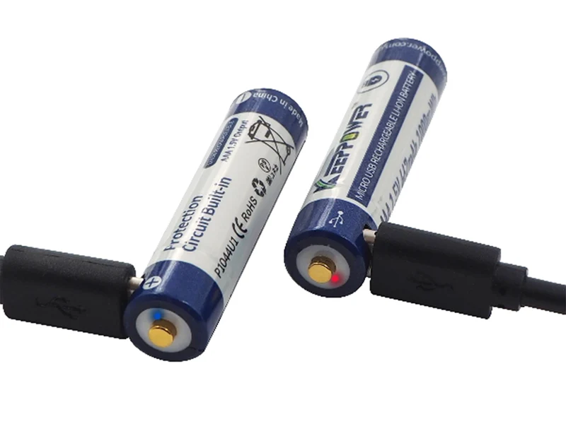 Keeppower AAA 1,5V 1000mWh (ca. 667mAh) Lithium Ionen Akku (Wiederaufladbar über micro USB)