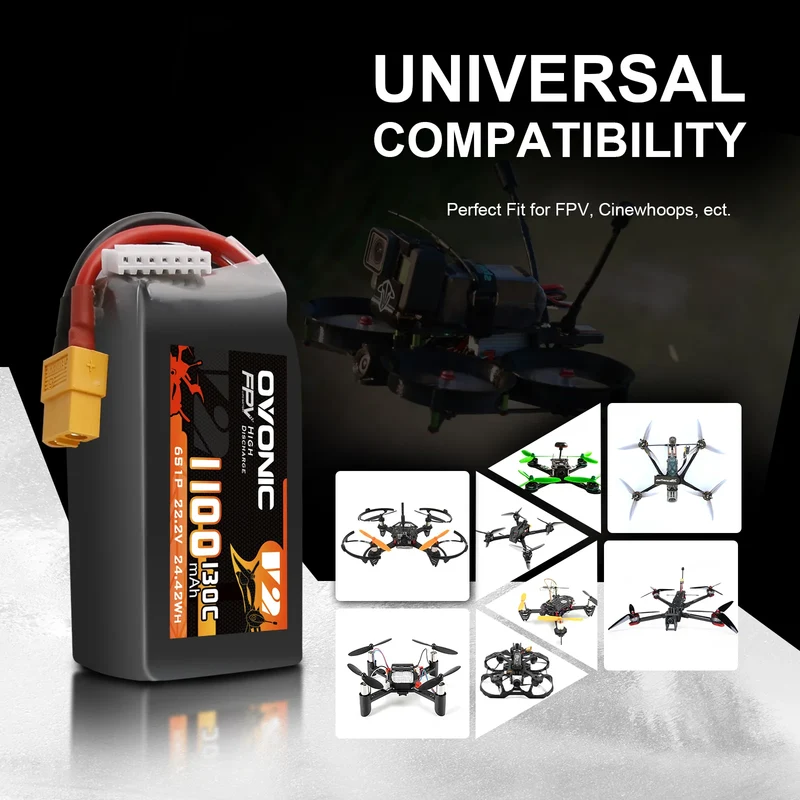 Ovonic FPV 6S 1100mAh 130C 130C XT60 FPV Racing (4 St.)