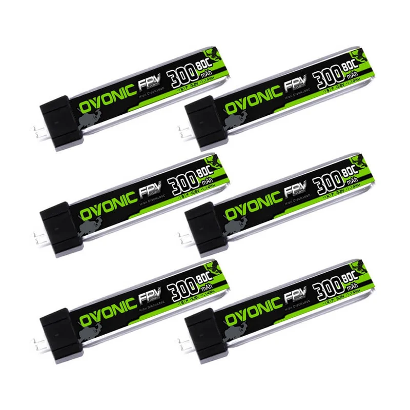 Ovonic FPV 1S 300mAh 80C HV 3,8V FPV Tiny Whoop PH2.0 (6 St.)