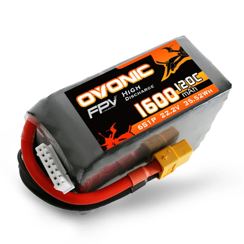 Ovonic FPV 6S 1600mAh 120C 22,2V XT60 für FPV Racing (2 Stück)
