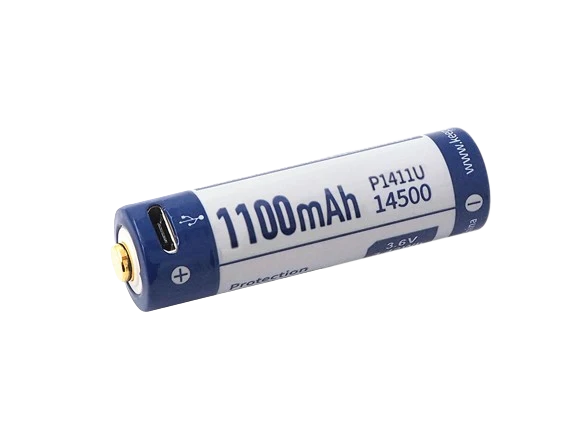 Keeppower 14500 - 1100mAh Li-Ionen 3,7V - 3,6V USB Lademöglichkeit PCB P1411U