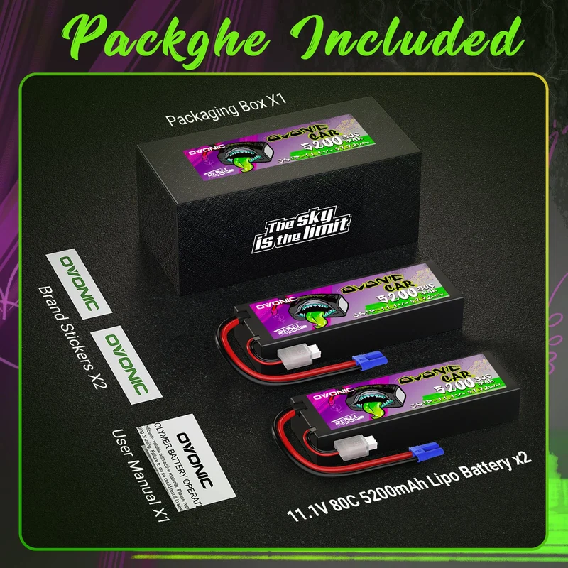 Ovonic Rebel 2.0 3S 5200mAh 11,1V 80C Hardcase Lipo Akku EC5 (2 Stück)