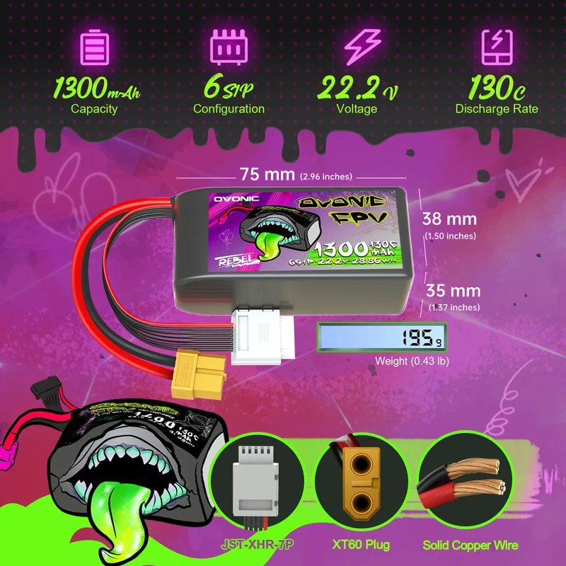 Ovonic Rebel 2.0 6S 1300mAh 130C 22,2V XT60 (2 St.)