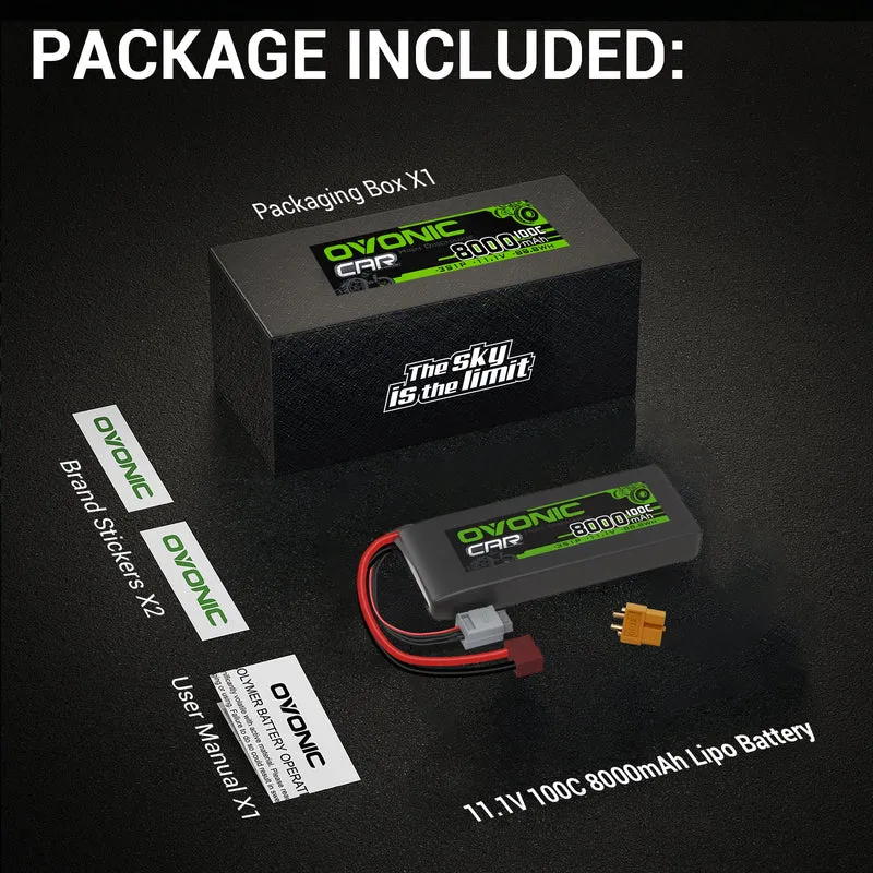 Ovonic 3S 8000mAh 100C 11,1V LiPo Deans & XT60-Stecker