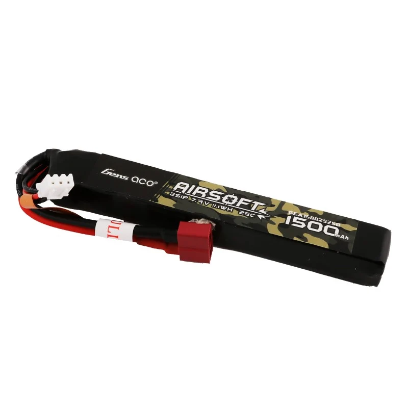 Gens Ace 25C 1500mAh 2S1P 7,4V Airsoft Lipo Batterie mit T-Stecker