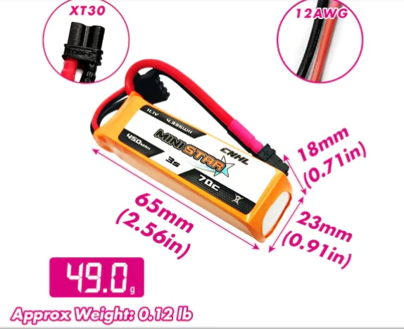 CNHL MiniStar 3S 450mAh 11,1V 70C XT30U Lipo Akku (2 Stück)