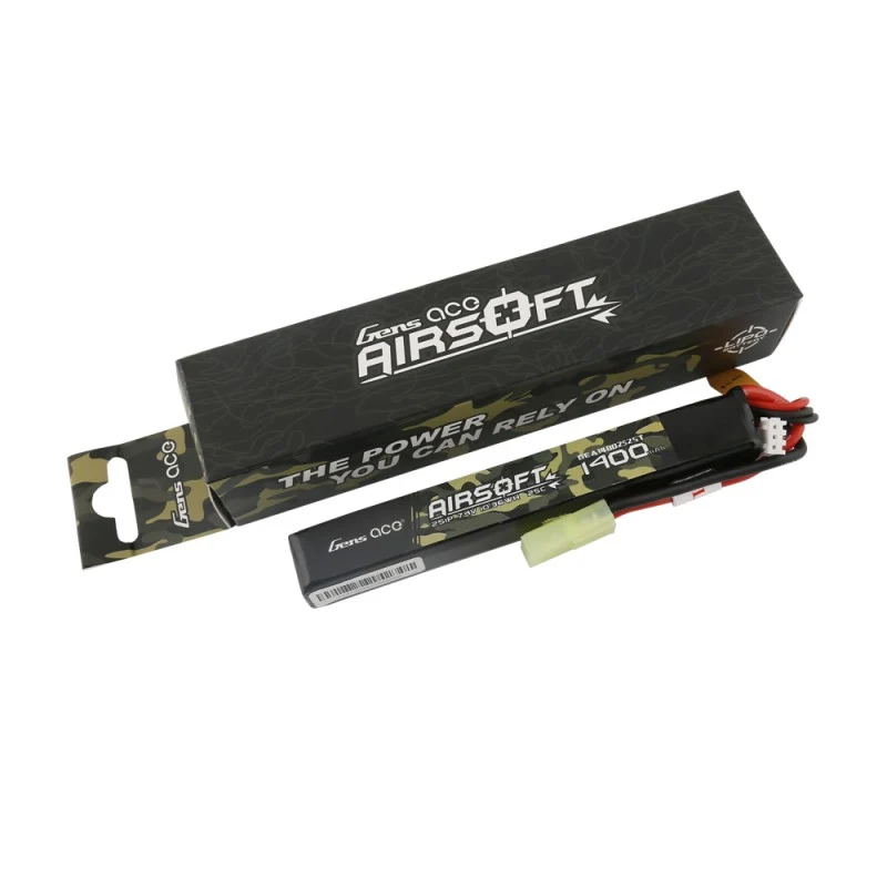 Gens Ace 25C 1400mAh 2S1P 7.4V Airsoft Lipo Akku mit Mini Tamiya Stecker