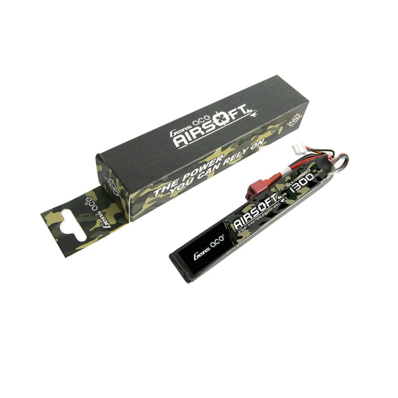 Gens Ace 25C 1300mAh 2S1P 7.4V Sattel Airsoft Lipo Batterie mit T-Stecker