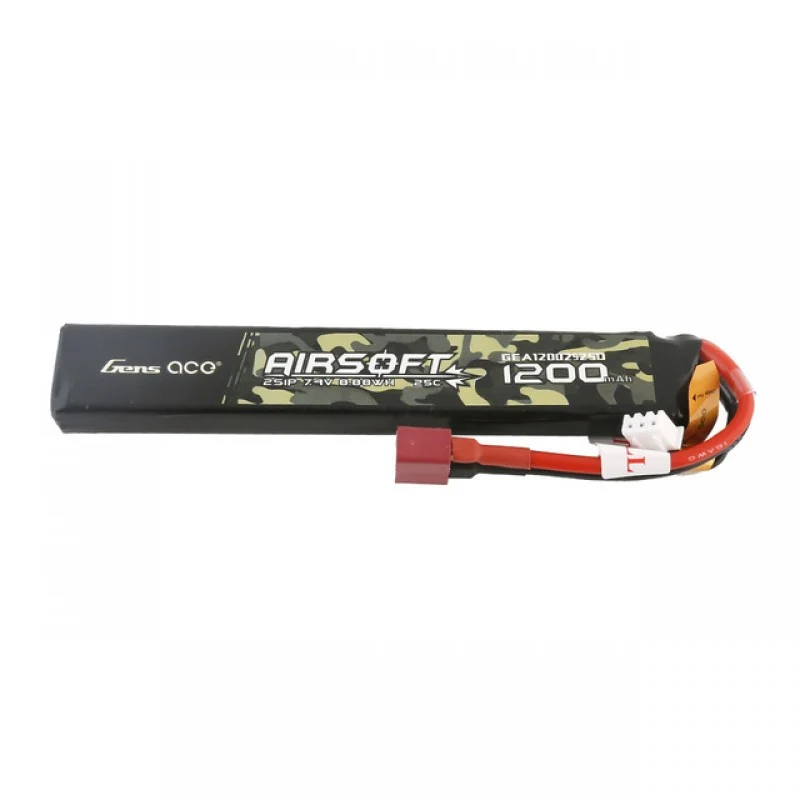 Gens Ace 25C 1200mAh 2S1P 7,4V Airsoft Lipo Akku mit T-Stecker