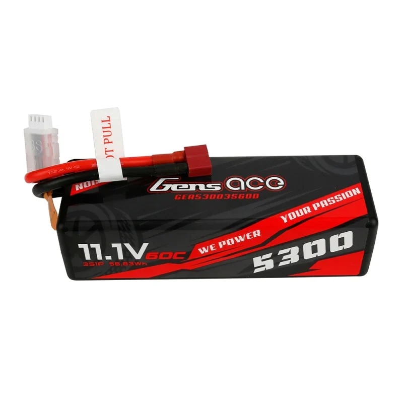 Gens Ace 5300mAh 11.1V 60C 3S1P HardCase 15# Auto Lipo Akku mit T-Stecker
