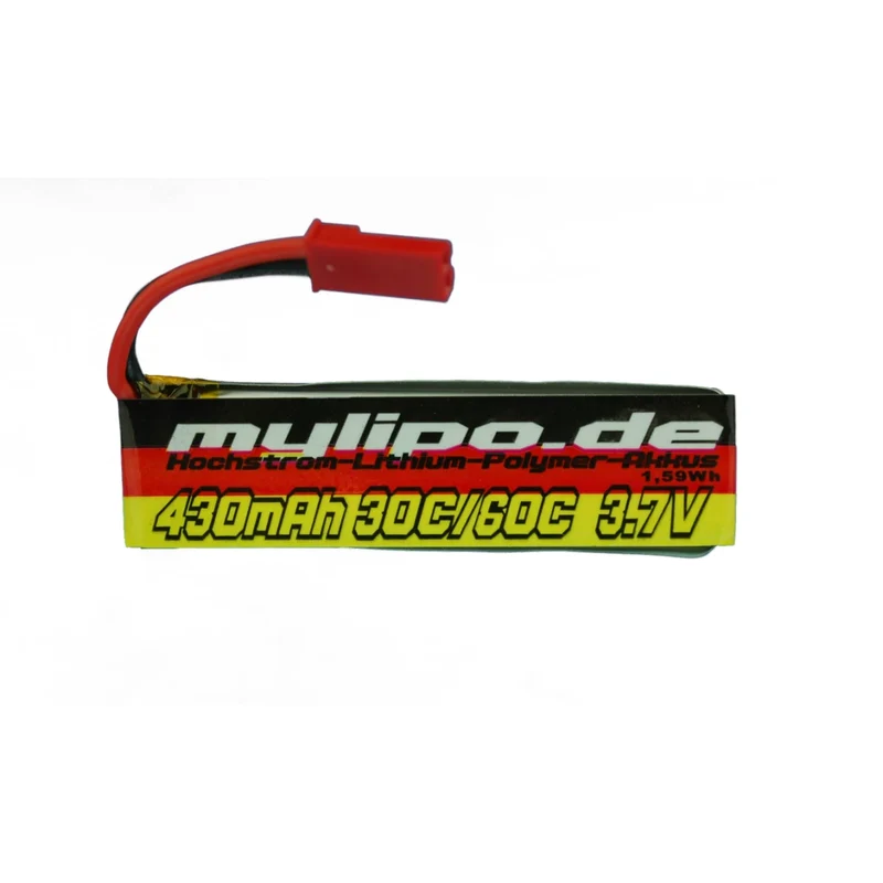 Mylipo Lipo Akku 430mAh 3,7V 30C/60C JST (rot) Stecker