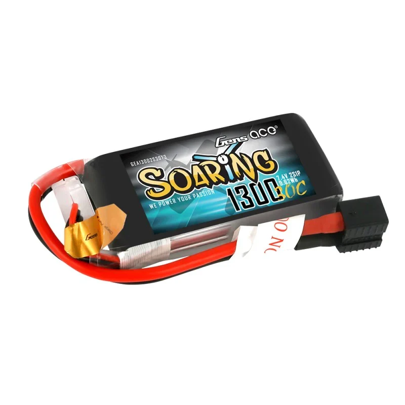 Gens Ace Soaring 1300mAh 7,4V 30C 2S1P Lipo Akkupack mit EC3/XT60/T-Stecker