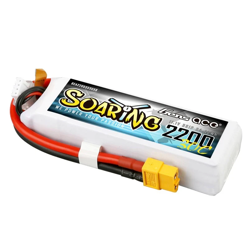 Gens Ace Soaring 2200mAh 11.1V 30C 3S1P Lipo Akkupack mit XT60 Stecker