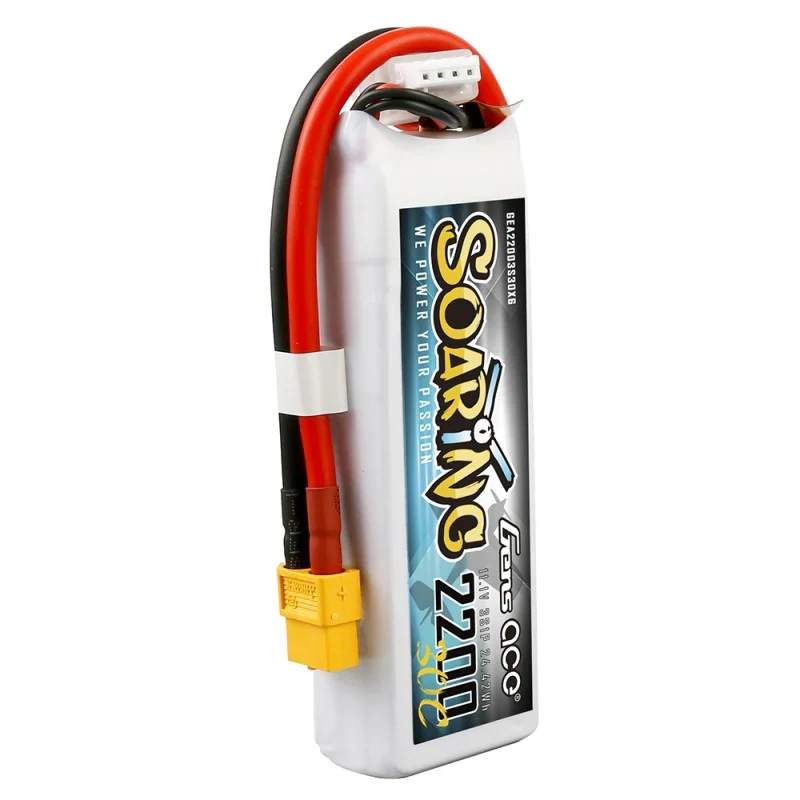 Gens Ace Soaring 2200mAh 11.1V 30C 3S1P Lipo Akkupack mit XT60 Stecker