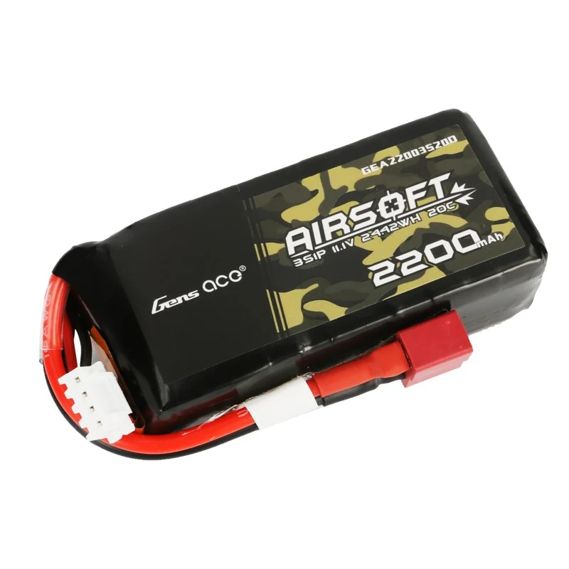 Gens Ace 20C 2200mAh 3S1P 11.1V Airsoft Lipo Akku mit T-Stecker