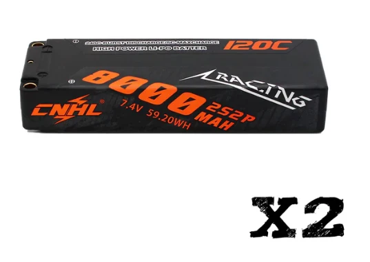 CNHL Racing Series 2S 8000mAh 7,4V 120C Hardcase T/Dean Lipo Akku (2 Stück)