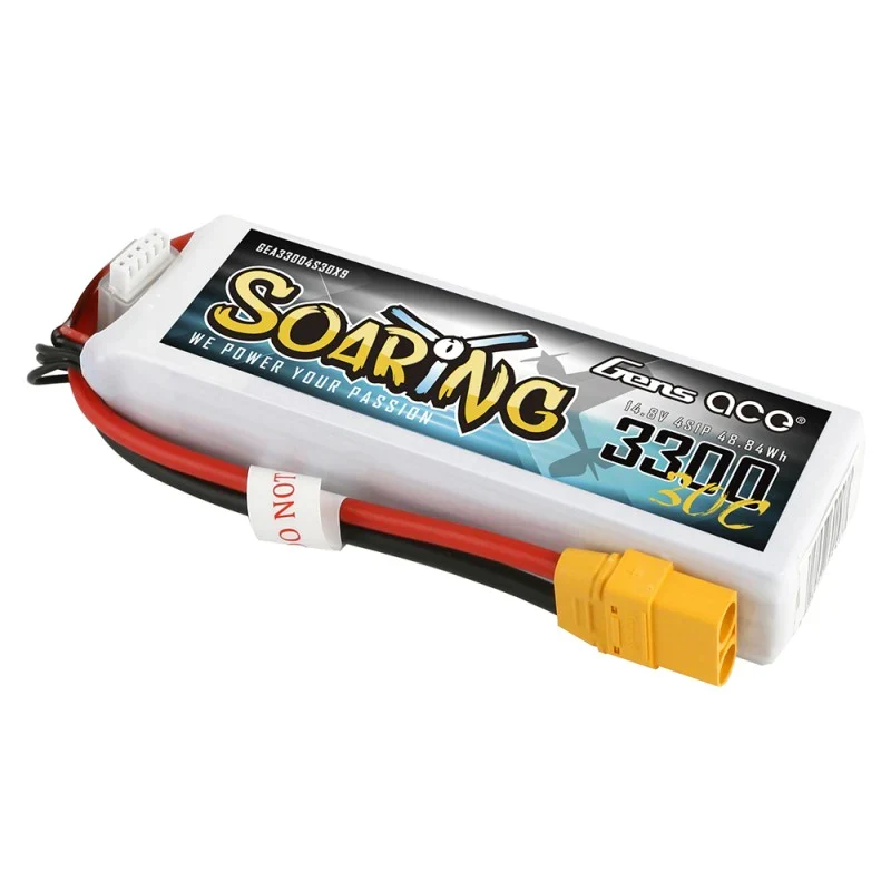 Gens Ace Soaring 3300mAh 14,8V 30C 4S1P Lipo Akkupack mit XT90 Stecker