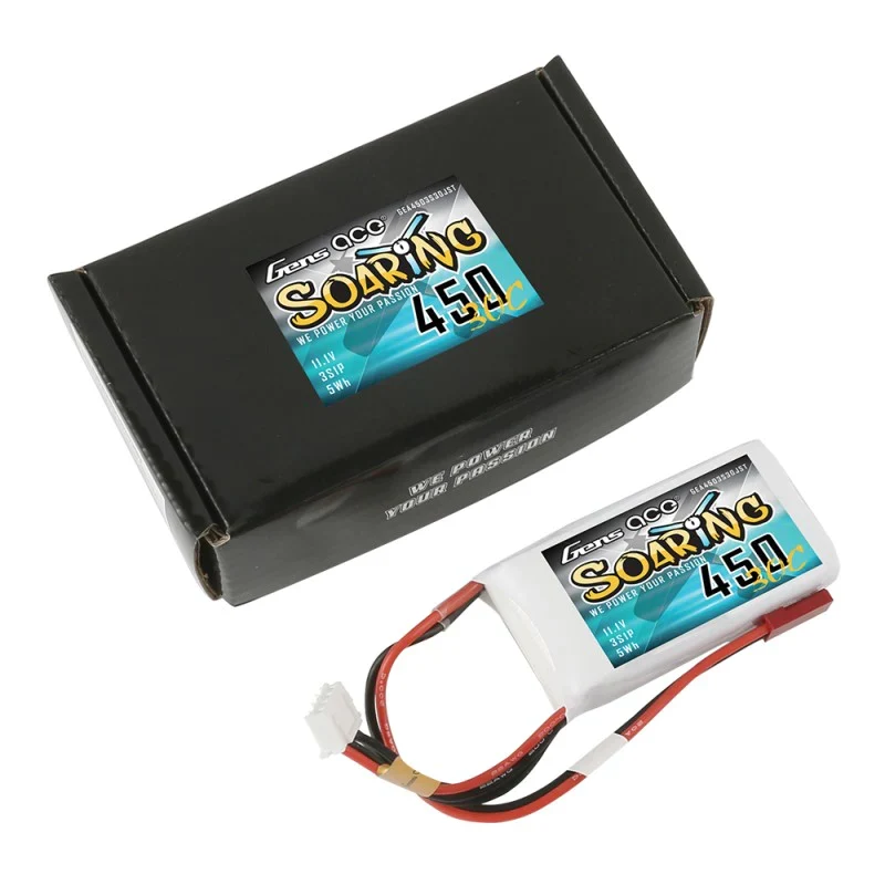 Gens Ace Soaring 450mAh 11.1V 30C 3S1P Lipo-Akkupack mit JST-SYP-Stecker