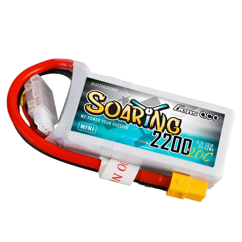 Gens Ace Soaring Mini 2200mAh 11.1V 20C 3S1P Lipo Akkupack mit XT60 Stecker