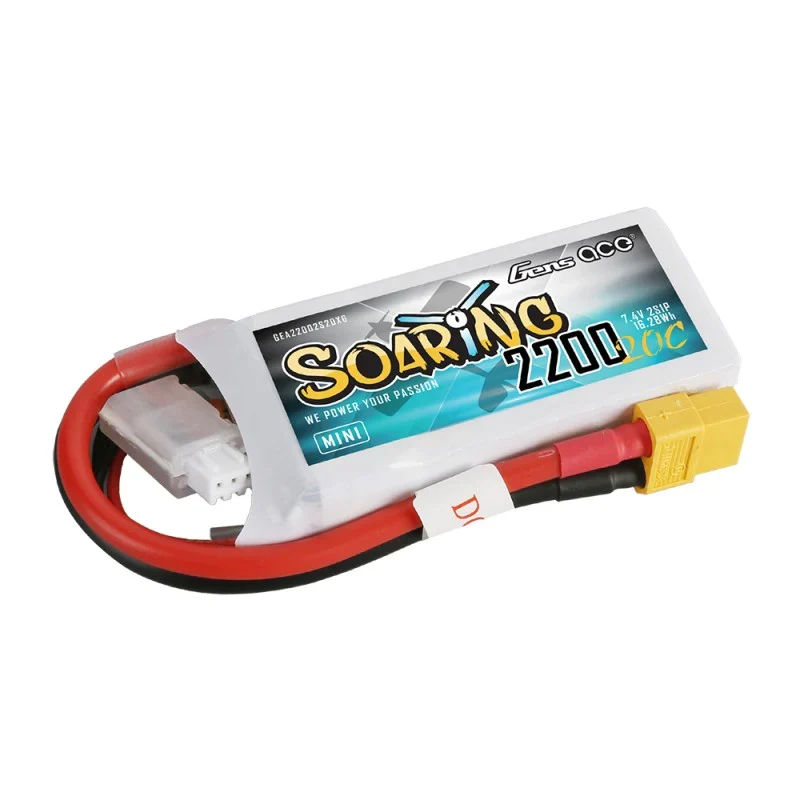 Gens Ace Soaring Mini 2200mAh 7,4V 20C 2S1P Lipo Akkupack mit XT60 Stecker
