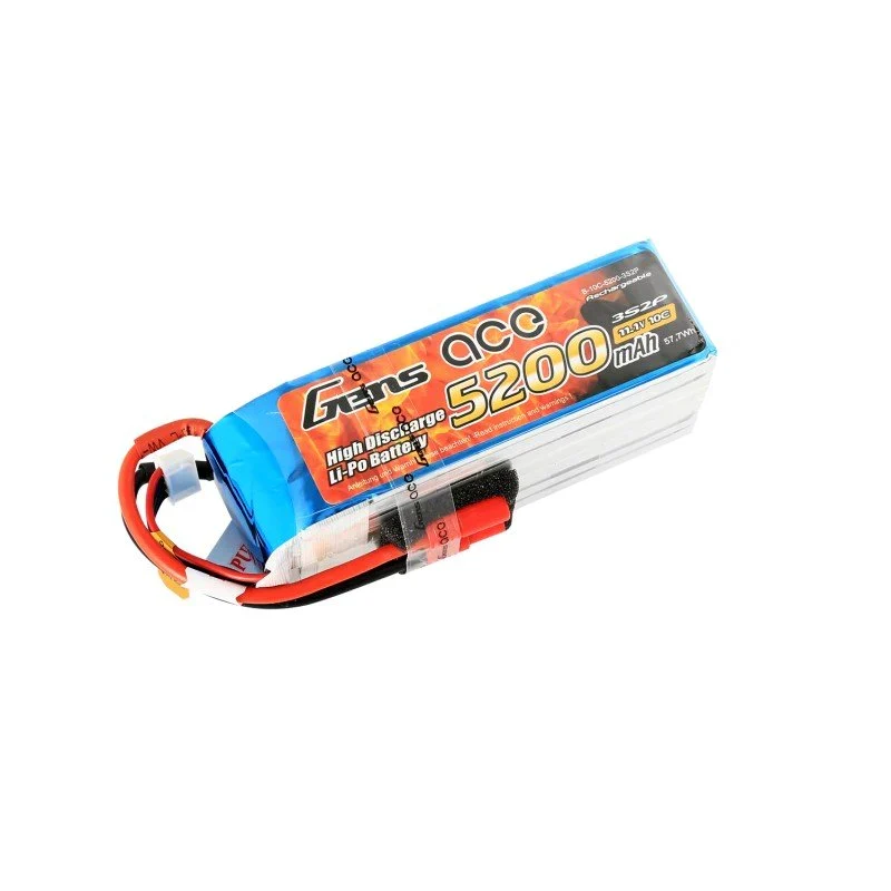 Gens Ace 5200 mAh 11,1 V 10/20 C 3S2P Lipo Akkupack mit 3,5 mm Bananenstecker