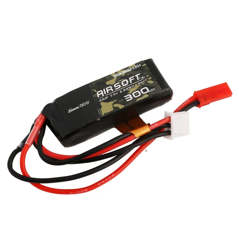 Gens Ace 35C 300mAh 2S1P 7,4V Airsoft Lipo Akku mit JST-SYP Stecker
