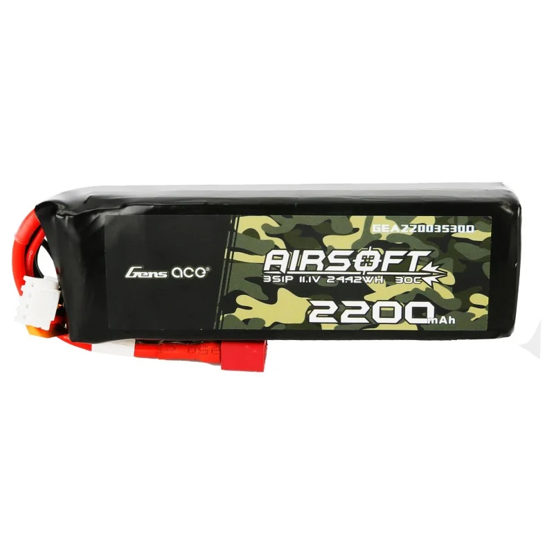 Gens Ace 30C 2200mAh 3S1P 11.1V Airsoft Lipo Batterie mit T-Stecker