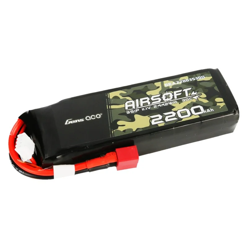 Gens Ace 30C 2200mAh 3S1P 11.1V Airsoft Lipo Batterie mit T-Stecker