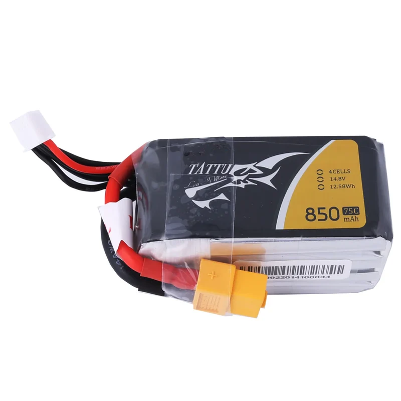 Tattu 850mAh 14.8V 75C 4S1P Lipo Akku mit XT60 Stecker