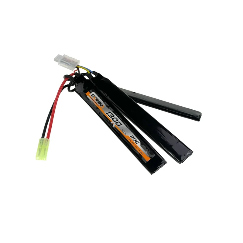 Bonka Airsoft Lipo Akku 1300mAh 3S 11,1V 20C-3-Mini Tamiya-Tri-Panel