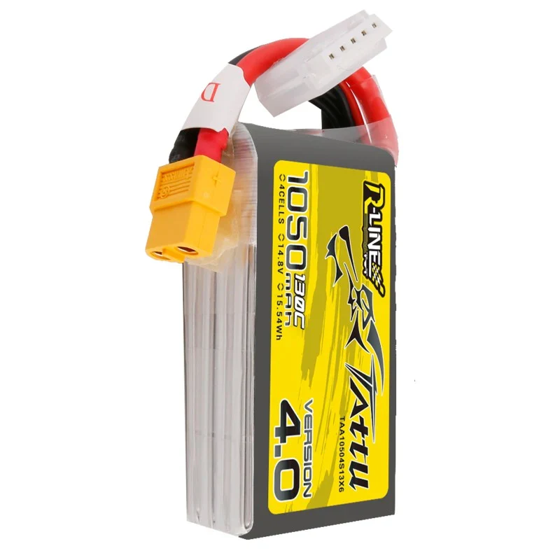 Tattu R-Line Version 4.0 1050mAh 14.8V 130C 4S1P Lipo Akkupack mit XT60 Stecker