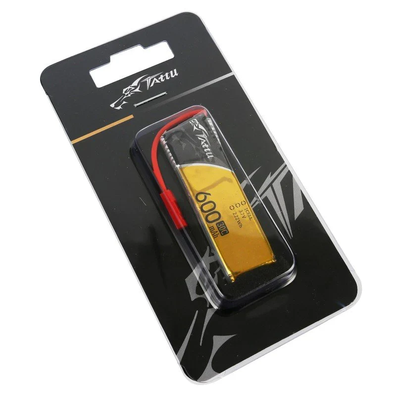 Tattu 600mAh 3.7V 30C 1S1P Lipo Akku mit JST Stecker (1 Stück/Packung)