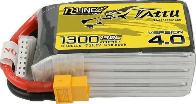 Tattu R-Line Version 4.0 1300mAh 22.2V 130C 6S1P Lipo Akku mit XT60 Stecker